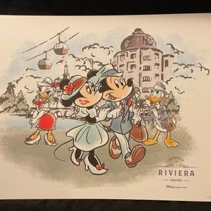 Disney's Riviera Resort Disney Vacation Club Lithograph Mickey and friends EUC